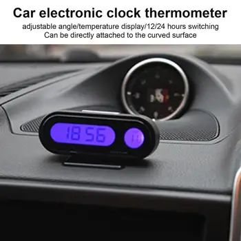 Autó elektronikus óra hőmérő 2 az 1-ben autós kijelző digitális óra LED hőmérő! Blue Night Light Mount tökéletes automatikus kiegészítő