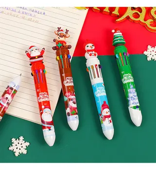 60db karácsonyi 10 színű golyóstoll diákpréstoll színes toll Mikulás golyóstoll 0,5 mm-es iskolai írószer gyerek ajándékok