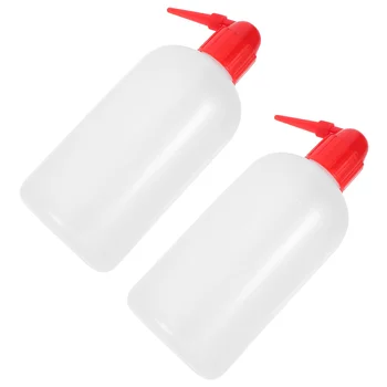 2 db Beosztással ellátott mosópalack Keskeny szájú mosópalack Műanyag mosópalack laboratóriumi használatra