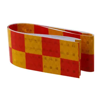 1M fényvisszaverő biztonsági figyelmeztető szalag matrica, piros+sárga