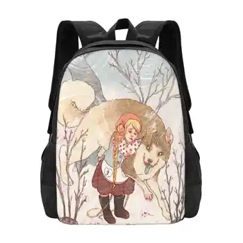 A kis hólány Nagy kapacitású iskolai hátizsák laptop táskák Mesebeli folklór népmese erdei lány Oroszország Ukrajna tél