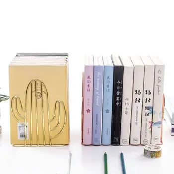 Új 2db/pár Kreatív kaktusz alakú fém könyvvégek Könyvtámogatás állvány Íróasztal rendszerező Tároló tartó Polc Könyvdugó