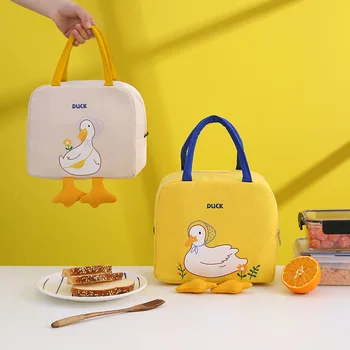 Rajzfilm hordozható Bento táska Rajzfilm állat uzsonnás táska Tote termikus élelmiszertáska Női gyerekek uzsonnás doboz Piknik kellékek Hűtőtáskák