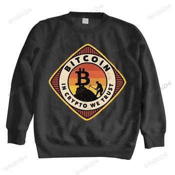 Vintage stílusú Bitcoin pulóverek Férfiak Pamut kapucnis pulóver Szabadidő pulóver felsők Retro a kriptográfiában Bízunk Bányász kapucnis pulóver ruházat