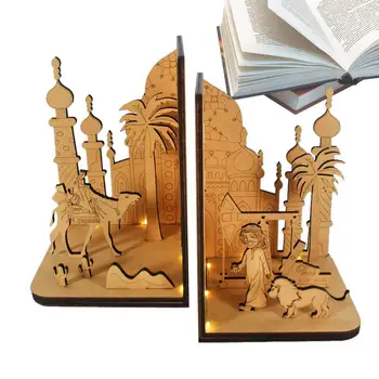 DIY 3D fa könyvkuckó polc miniatűrök Arab etnikai jelenetkészletek Vintage híres ügynökségi könyvvégek Könyvespolc Lakberendezés