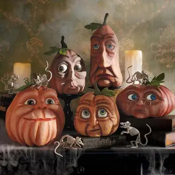 Halloween Mesterséges vicces arc Tök dekorációk Felkapott stílusú tök dekoráció Őrült tökfej Kísérteties parti kerti kellékek