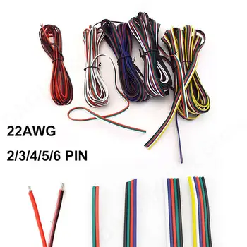 22AWG 2/3/4/5pin/6pin core Elektromos kábel Vezeték LED szalag Könnyű tápcsatlakozó réz hosszabbító kábel RGB RGBW WS2812B V27-hez