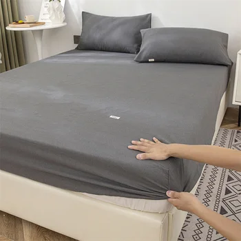 100% pamut lepedő egyszínű ágytakaró felnőttek Gyerek ágynemű fundas de colchón puha matrachuzat (párnahuzat nélkül)