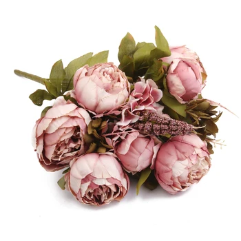 Mesterséges selyem rózsa selyem bazsarózsa virágnövény csokor party bankett dekoráció