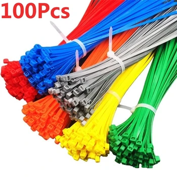 100db állítható önzáró nylon huzal 3x100mm kábel cipzáras kábelkötegelő rendszerező rögzítő kábel rögzítése zöld piros kék sárga