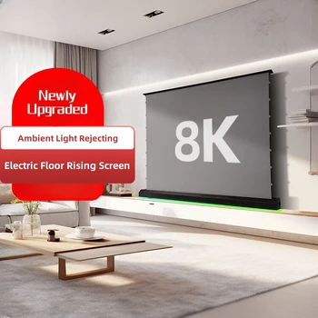 Anti-Light elektromos pop-up/padlóemelkedő projektor képernyő 4K hosszú fókuszú ALR kendővel házimozihoz, fekete-fehér ház