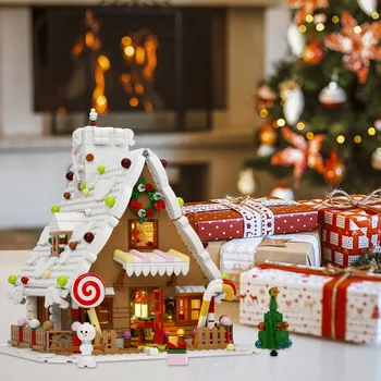 Új karácsonyi mézeskalácsház fénykészlettel Téli ünnepi hangulatú építőelemek gyerekeknek karácsonyi ajándékok