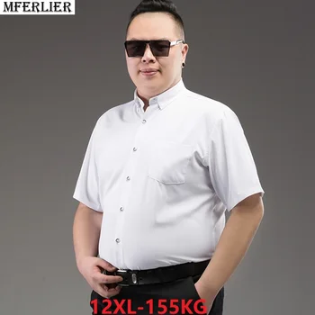 MFERLIER nyári férfi irodai ing rövid ujjú formális nagyobb méret 6XL 7XL 8XL plus size nagy munka Ruha ingek 9XL 10XL 11XL 12XL
