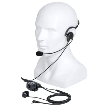 Walkie Talkie 7,1 mm-es csontvezetéses headset fülhallgató mikrofon ujjmikrofonnal és U94 PTT adapterrel a YAESU VERTEX-hez