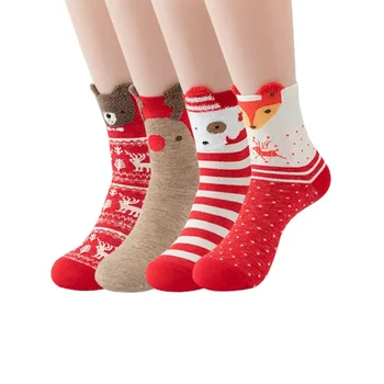 Karácsonyi zokni rajzfilm medve minta Nagy piros zokni árapály év Női zokni Karácsonyi középcsöves pamut zokni