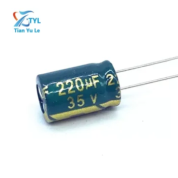 10db / lot alacsony impedanciájú nagyfrekvenciás 35v 220UF alumínium elektrolit kondenzátor mérete 8 * 12 220UF35V 20%