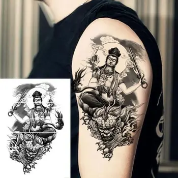 Manjushri Avalokitesvara virágkar tetováló matrica Hamis tetoválások Vízálló fesztivál kiegészítők Aranyos Tatoo Hotwife Art Nagykereskedelem