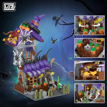 2023 Halloween játékok építőelemei Összeszerelés Tökház Szellemház Boszorkánytudomány Szörny Barát Party dekoráció Modell Gyerek ajándékok