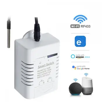  eWeLink TH16 intelligens wifi kapcsoló hőmérséklet- és páratartalom-érzékelővel Távirányító kapcsoló intelligens otthon az EWelinken keresztül