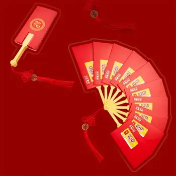 Trendi kínai kreatív szerencsés pénz Jókívánság Tavaszi Fesztivál Újévi piros boríték rajongó alakú pénzzsebek Áldászsebek