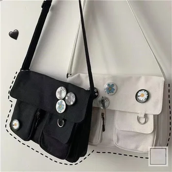 Egyszínű vászon crossbody táskák női tervező Többzsebes vállas kézitáska Sokoldalú, nagy kapacitású női Messenger táska