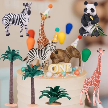 1db Boldog születésnapot dzsungel állati torta feltétje születésnapi zsúr dekorációk gyerekeknek cupcake feltétei dzsungel party 1. születésnapi kellékek