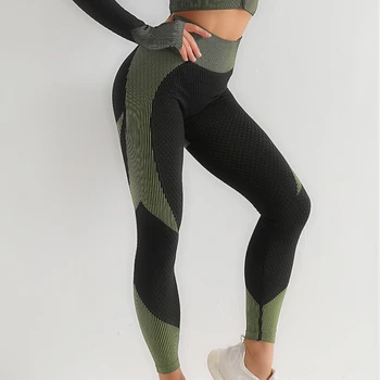 Női Sport leggings Fitness jóga Magas derék Butt Lift görbék edzés Harisnya Rugalmas edzőterem edzőnadrág Női varrat nélküli nadrág