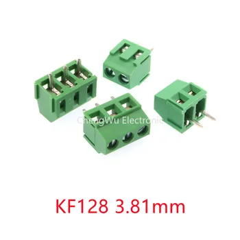 5db / tétel KF128 osztás 3,81 mm-es PCB csavaros lezáró blokk KF128-3,81 2P / 3P összekötő csatlakozók adapter varrható csatlakozó