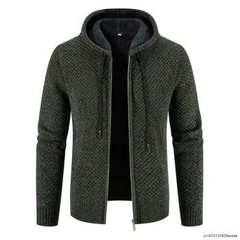 Cardigan Hombre őszi és téli új alkalmi kabát Slim Fashion kapucnis cipzáras kabát férfi tiszta pamut meleg pulóver kapucnis pulóver