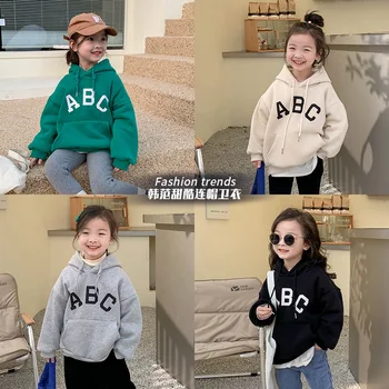 2022 Fiúk és lányok ABC levél gyapjú kapucnis pulóver gyermek alkalmi koreai stílusú felső kabát ruhák gyerekruhák