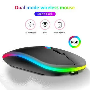 Vezeték nélküli egér RGB újratölthető egerek vezeték nélküli számítógép Mause LED háttérvilágítású ergonomikus játék egér laptop PC-hez