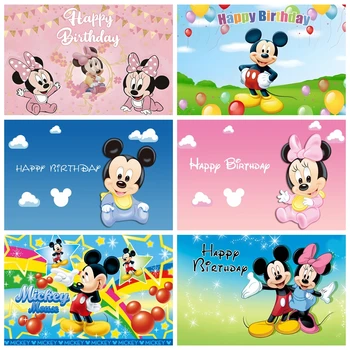 Disney Mickey egér parti hátterek Minnie egér háttér fal Babaváró gyerek születésnapi zsúr dekoráció fotófülke vinil