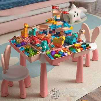 45cm rózsaszín építőelem asztal Nagy méretű multifunkcionális részecske összeszerelt puzzle gyermek puzzle játék