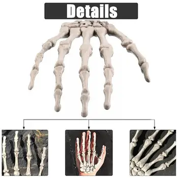 1Pár Halloween hamis csontváz kezek csont ijesztő emberi kéz zombi fél terror kellékek Halloween dekorációs kellékek M8D2