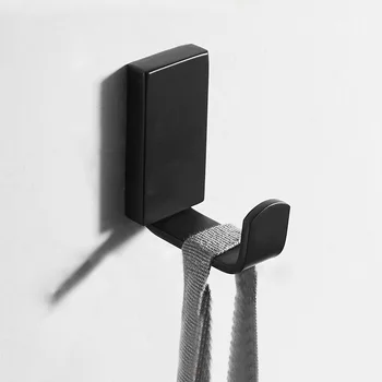 Fekete akasztók fürdőszobai akasztóhoz Rozsdamentes acél fali akasztó kulcsokhoz Kabát törölköző horog Köntös horog Fürdőszoba hardver