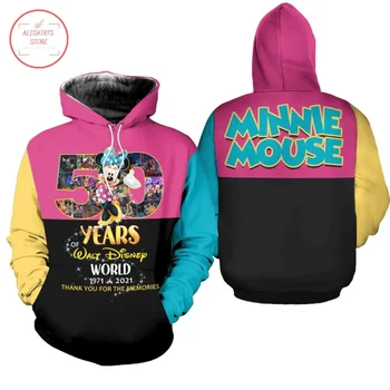 2024 Disney 3D kapucnis pulóver Minnie egér 50 éves évfordulója a Walt Disney World kapucnis pulóvernek