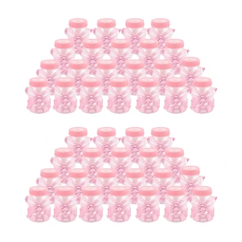 48 X cumisüveg Mini cumisüveg 4X9cm strassz rózsaszín medve ajándék szívesség kislány baba keresztség