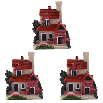3X Aranyos mini gyanta ház miniatűr ház tündérkert táj otthon kert gyanta kézművesség 4 stílus szín véletlenszerű