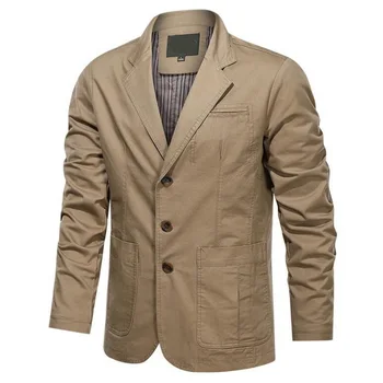 Dzseki férfi pamut mosott öltöny egyszínű kabát Alkalmi Slim Fit Tavaszi őszi blézer Luxus üzleti blézer Üzleti búcsú