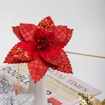 Csillogó szimuláció Virág Karácsony Kültéri dekorációk Ünnepi DIY esküvői út Háttér kellékek Bevásárlóközpont Kirakat kijelző