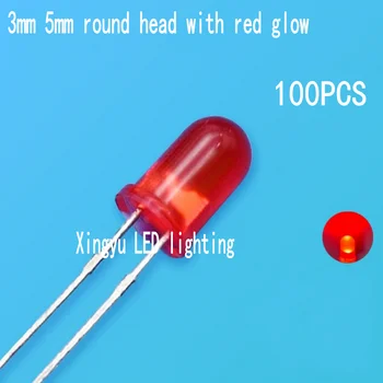 LED gyöngyök F5 Piros sugárzó piros fény 5mm piros fény kiemelése piros fény Piros kerek fej közvetlen beillesztésű LED