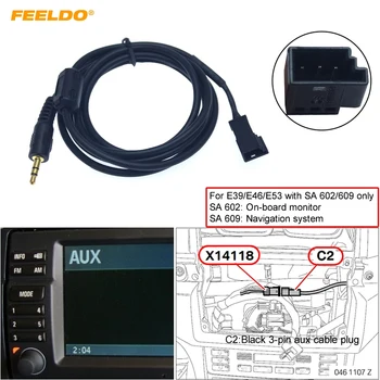FEELDO 1PC 3,5 mm-es apa csatlakozó 3-pólusú AUX csatlakozóhoz kábelköteg BMW E39/E46/E53 navigációs rendszerrel (SA 602/609)