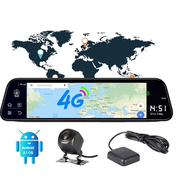 Effort&BJ 10'' Visszapillantó tükör autó DVR 4G Android 2GB + 32GB Dash Cam HD 1080P éjjellátó automatikus kamera GPS WIFI ADAS regisztrátor