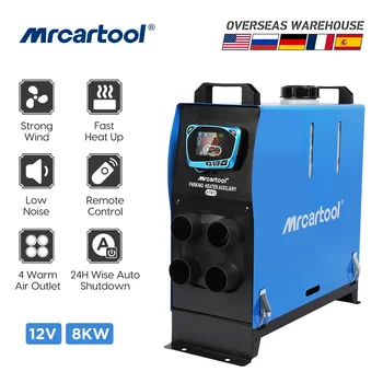 MRCARTOOL HT822 8KW dízel légfűtés 12V All in One LCD kapcsolóval és távirányítóval Kipufogódob parkoló Négylyukú állóhelyzeti fűtés