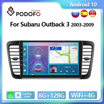 Podofo 4G CarPlay Android rádió Subaru Outback 3 2003-2009 autó multimédia lejátszó 2din GPS sztereó IPS fejegység DSP Autoradio