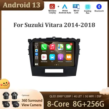 9 hüvelykes Android 13 Suzuki Vitara 2014 - 2018 Auto Radio autós multimédia lejátszó navigációs képernyő 5G WIFI DSP Sztereó BT Carplay