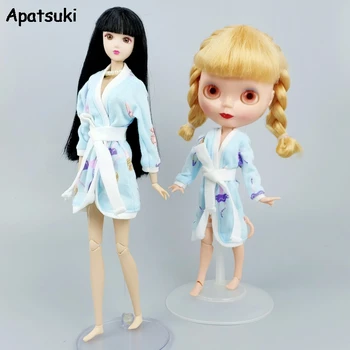 Blue Ballet lány fürdőköpeny Barbie baba kiegészítőkhöz Fürdőszobai ruhák Téli pizsama viselet Alvó alkalmi ruhák Blythe játékokhoz