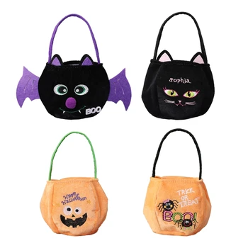 Halloween Tote Candy Bag ajándékcsomagolás hordozható ajándékkosár konténer gyerekeknek Lányok Fiúk Snackek Szervezzen T5EF-et