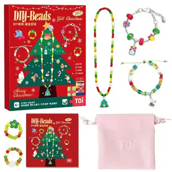 Ékszer adventi naptár 24 napos lányok visszaszámláló naptár karkötő nyaklánccal DIY karácsonyi karkötő ajándékok nőknek Lányoknak