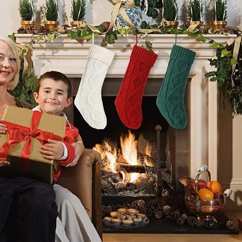Kötött házi gyapjú fali dekorációk cukorka táska zokni függő díszek karácsonyi harisnya készletek